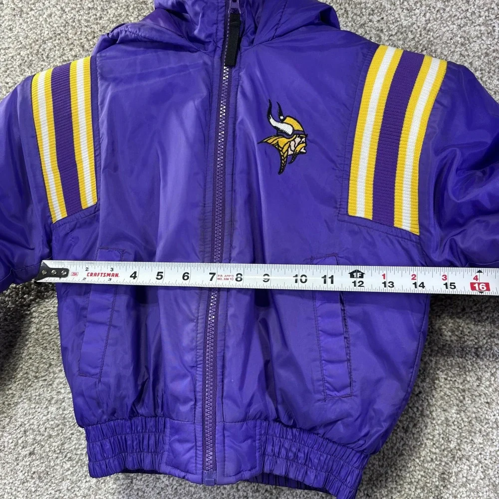 Vintage Minnesota‎ Vikings Jacket Boys 7 Purple NFL Football Pro Tuff Hooded